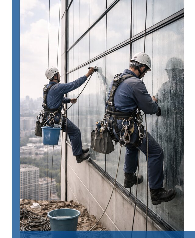 Профессиональная мойка фасадных окон альпинистами в Гудермесе