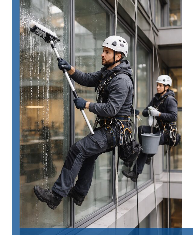 Профессиональная мойка витражей промышленными альпинистами в Гудермесе