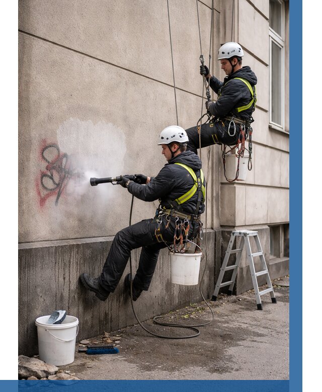 Удаление граффити с фасада в Гудермесе от 4611 р. | ВЫСОТНИК-Гдр