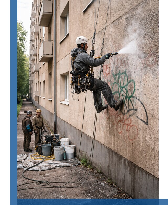 Удаление граффити с фасада в Гудермесе без следов и повреждений