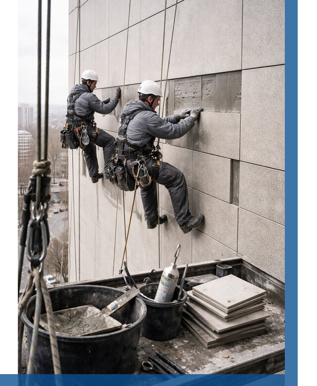 Ремонт фасада из керамогранита в Гудермесе от 2562 р. | ВЫСОТНИК-Гдр