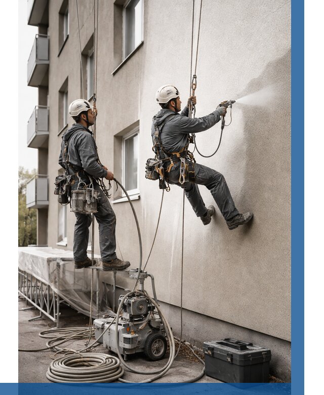 Безвоздушная покраска фасада в Гудермесе от 225 р/м² | ВЫСОТНИК-Гдр