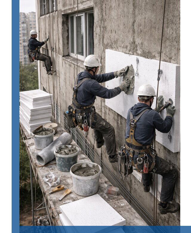 Утепление фасада пенополистиролом в Гудермесе под ключ