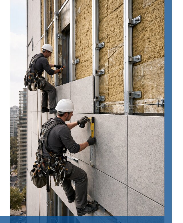 Монтаж вентилируемого фасада в Гудермесе от 3586 р. | ВЫСОТНИК-Гдр