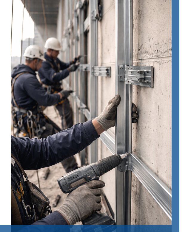 Монтаж подсистемы вентфасада в Гудермесе от 871 р. | ВЫСОТНИК-Гдр