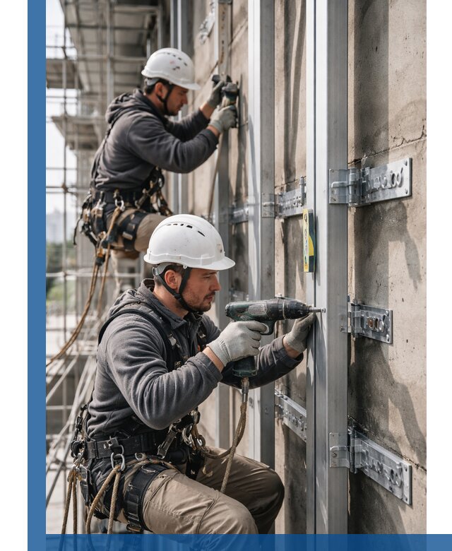 Монтаж и крепление подсистемы вентфасада в Гудермесе