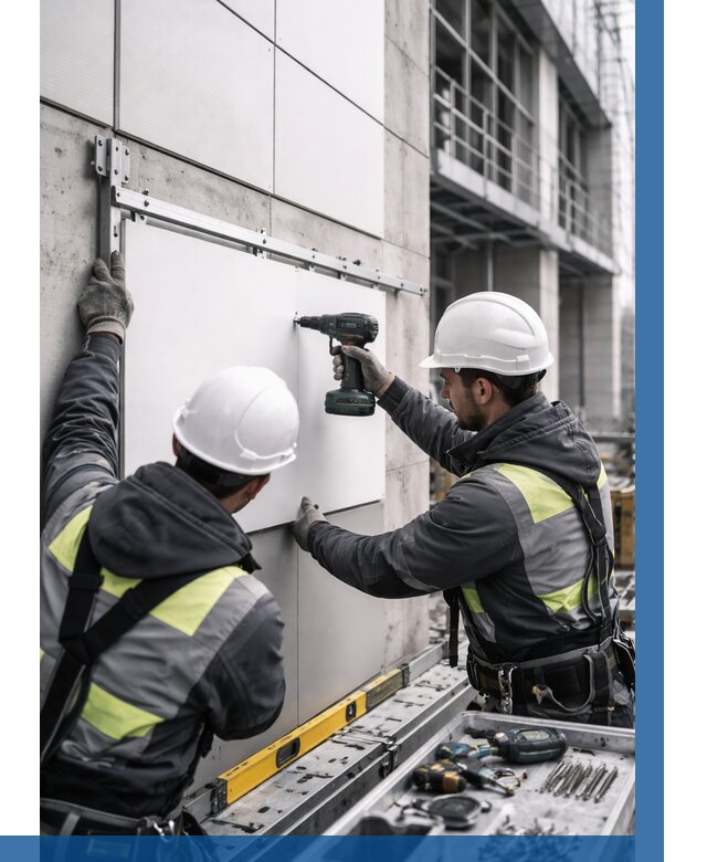 Монтаж композитных панелей фасада в Гудермесе от 2562 р. | ВЫСОТНИК-Гдр