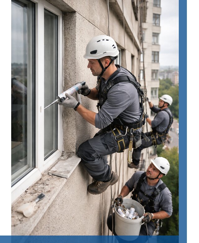 Герметизация оконных швов снаружи в Гудермесе от 1537 р. | ВЫСОТНИК-Гдр