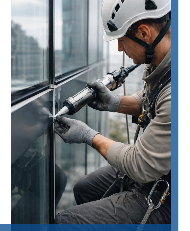 Герметизация стыков витража в Гудермесе от 1230 р. | ВЫСОТНИК-Гдр