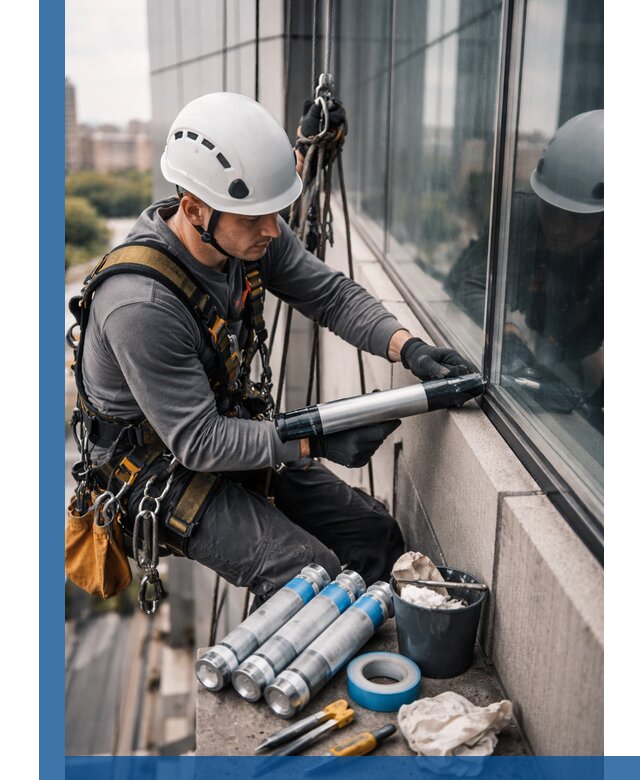 Герметизация стыков витража в Гудермесе для герметичных фасадов