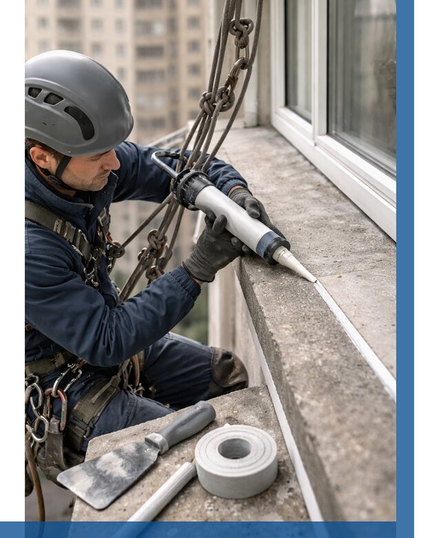 Герметизация балконного козырька в Гудермесе от 4611 р. | ВЫСОТНИК-Гдр