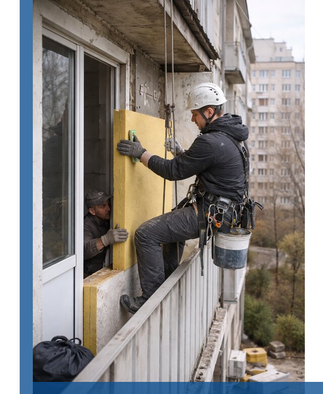 Профессиональное утепление балкона снаружи в Гудермесе под ключ