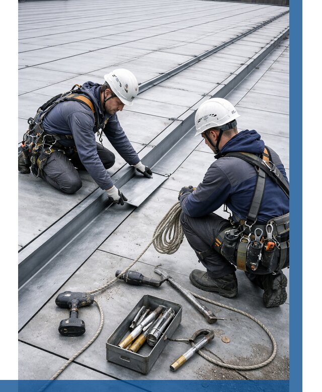 Ремонт фальцевой кровли в Гудермесе от 717 р. | ВЫСОТНИК-Гдр