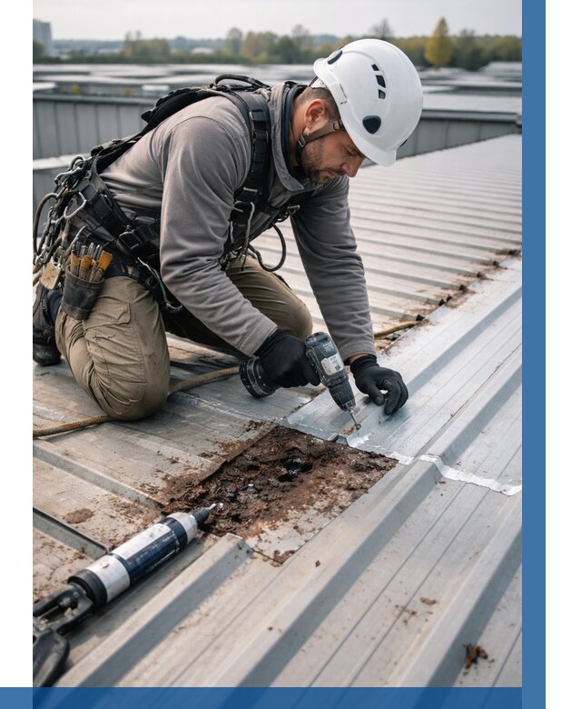 Ремонт профнастила на кровле в Гудермесе от 717 р. | ВЫСОТНИК-Гдр