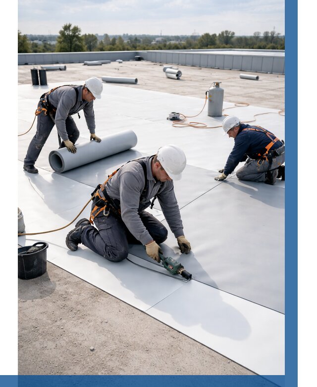 Монтаж мембранной кровли под ключ в Гудермесе от 1230 р. | ВЫСОТНИК-Гдр