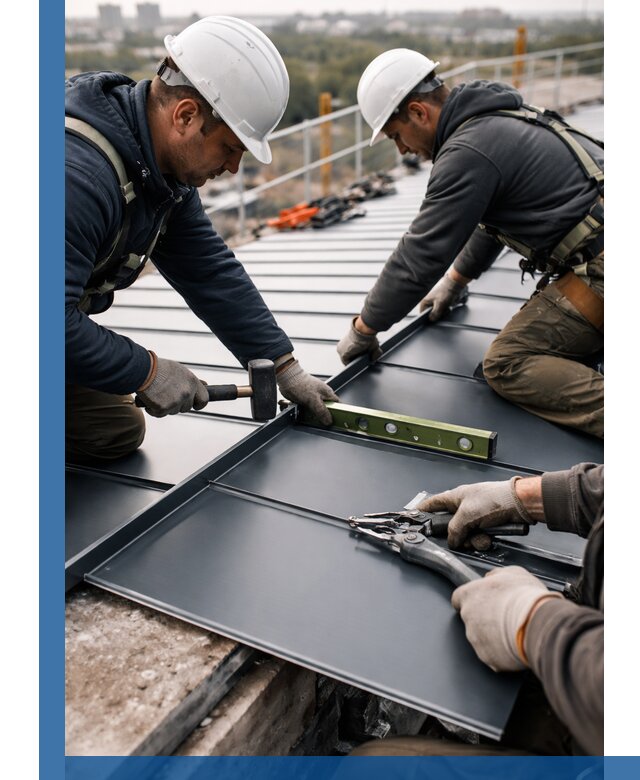 Монтаж фальцевой кровли в Гудермесе для промышленных зданий