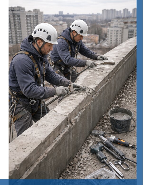 Ремонт парапета на кровле в Гудермесе от 1537 р. | ВЫСОТНИК-Гдр