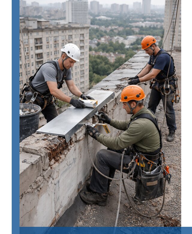 Ремонт парапета на кровле в Гудермесе, высотные работы с гарантией