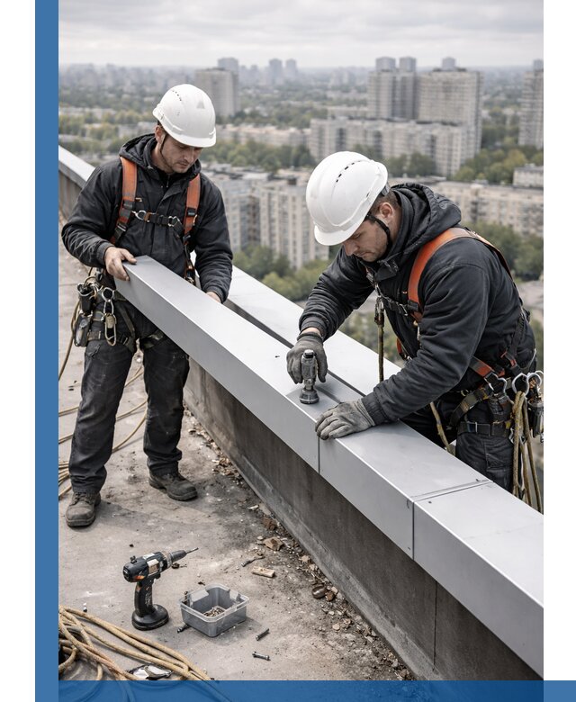 Монтаж парапетных крышек и ограждений кровли в Гудермесе