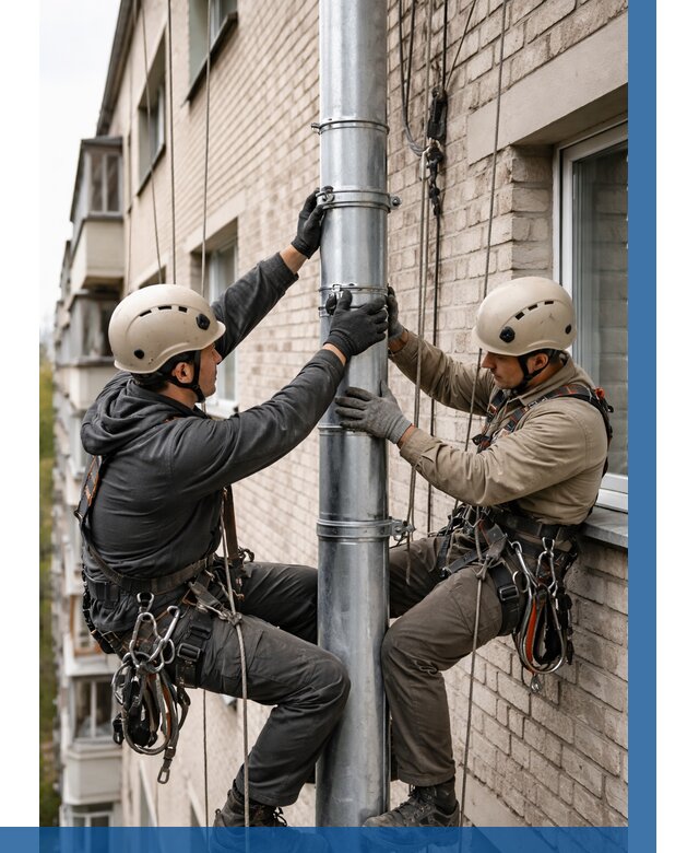 Замена водосточных труб в Гудермесе от 6661 р. | ВЫСОТНИК-Гдр