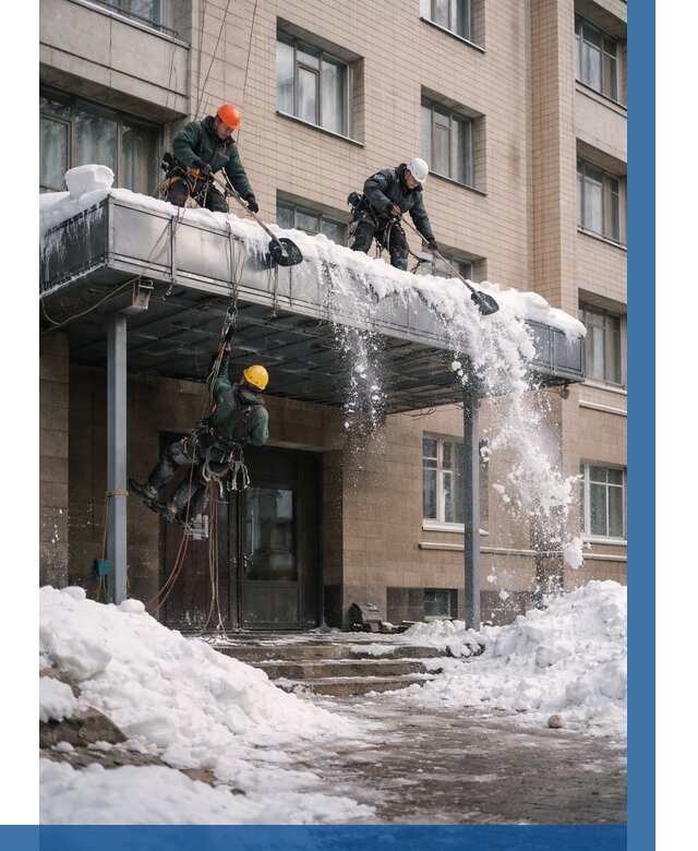 Очистка козырьков от снега в Гудермесе от 3586 р. | ВЫСОТНИК-Гдр