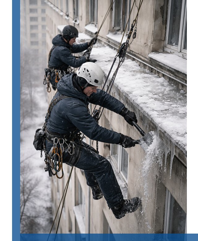 Удаление наледи и сосулек с карнизов в Гудермесе профессионально