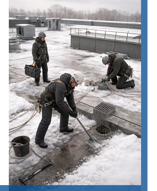 Абонентское обслуживание кровли зимой в Гудермесе от 8198 р. | ВЫСОТНИК-Гдр