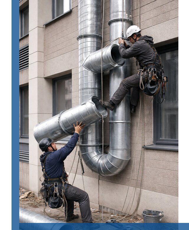 Монтаж фасадных воздуховодов в Гудермесе с герметизацией и крепежом