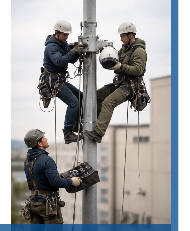 Установка видеокамер на мачте в Гудермесе от 8710 р. | ВЫСОТНИК-Гдр