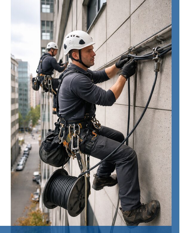 Прокладка кабеля по фасаду в Гудермесе от 359 р. | ВЫСОТНИК-Гдр