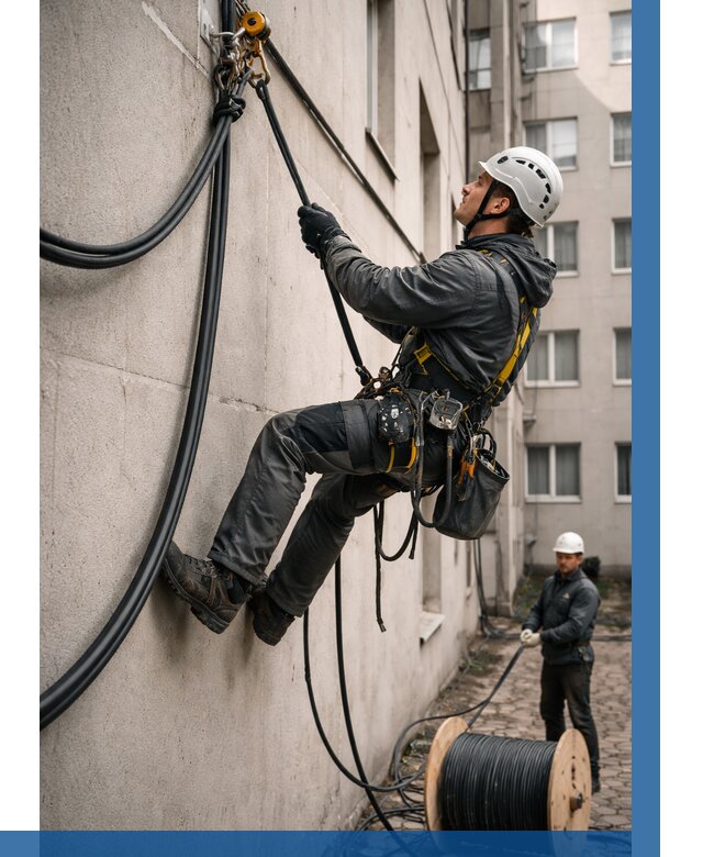 Протяжка кабеля питания на высоте в Гудермесе от 461 р. | ВЫСОТНИК-Гдр