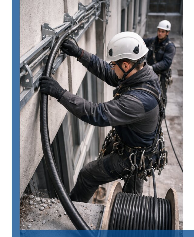 Протяжка кабеля питания на высоте в Гудермесе с гарантией безопасности и качества