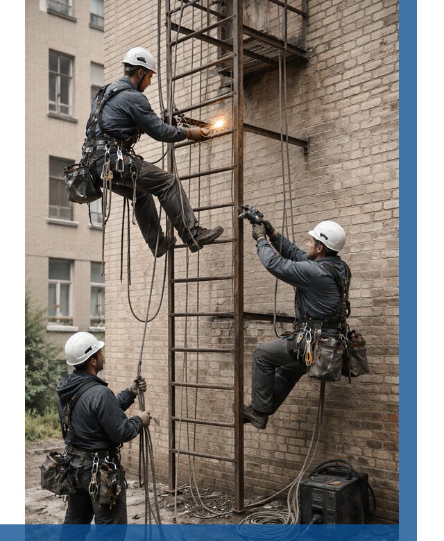 Ремонт пожарной лестницы в Гудермесе от 7685 р. | ВЫСОТНИК-Гдр