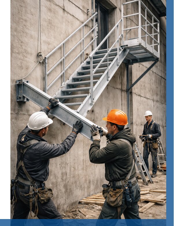 Монтаж металлических лестниц в Гудермесе от 15371 р. | ВЫСОТНИК-Гдр