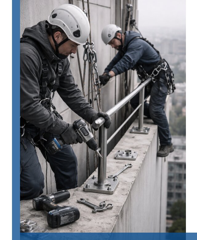 Монтаж перил на высоте в Гудермесе для жилых и промобъектов