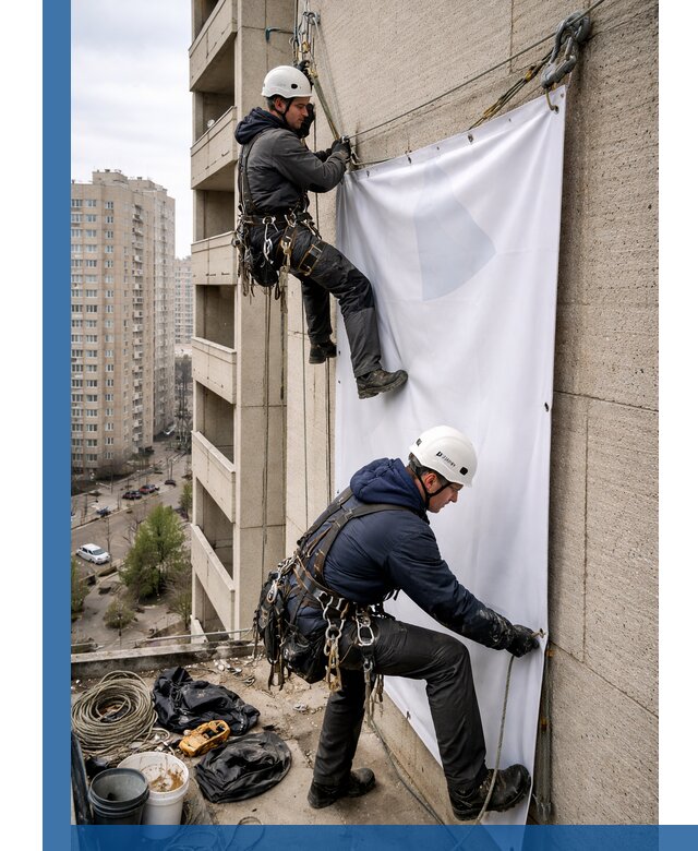 Профессиональный монтаж баннеров на фасаде в Гудермесе