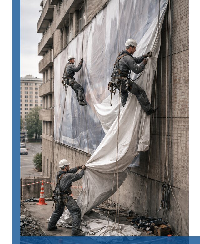 Демонтаж баннеров с фасада в Гудермесе оперативно и безопасно