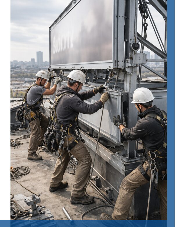 Монтаж крышной рекламной конструкции в Гудермесе от 61482 р.|ВЫСОТНИК-Гдр