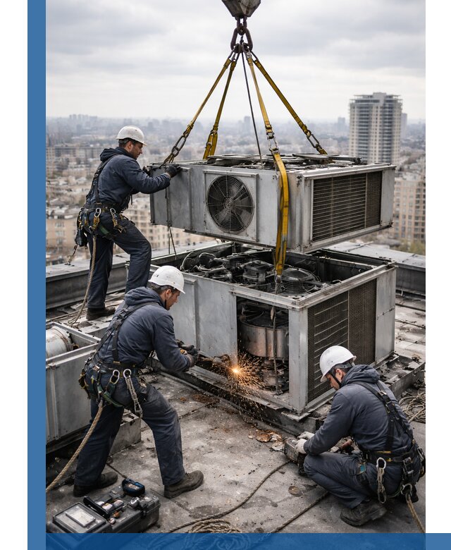 Демонтаж крышной установки в Гудермесе любой сложности