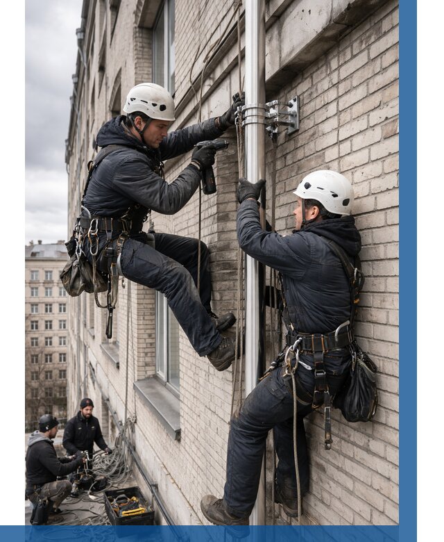 Монтаж флагштока на здании в Гудермесе от 6661 р. | ВЫСОТНИК-Гдр