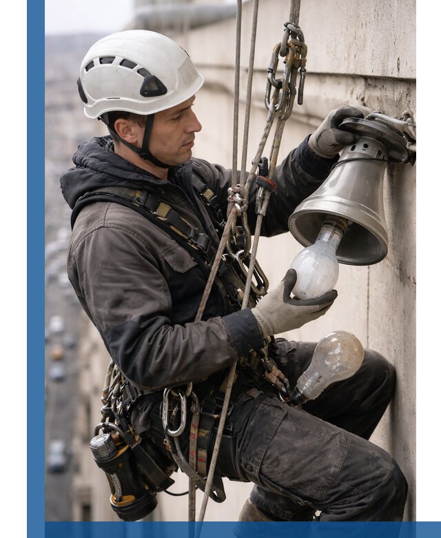 Замена ламп на высоте в Гудермесе профессионально и быстро