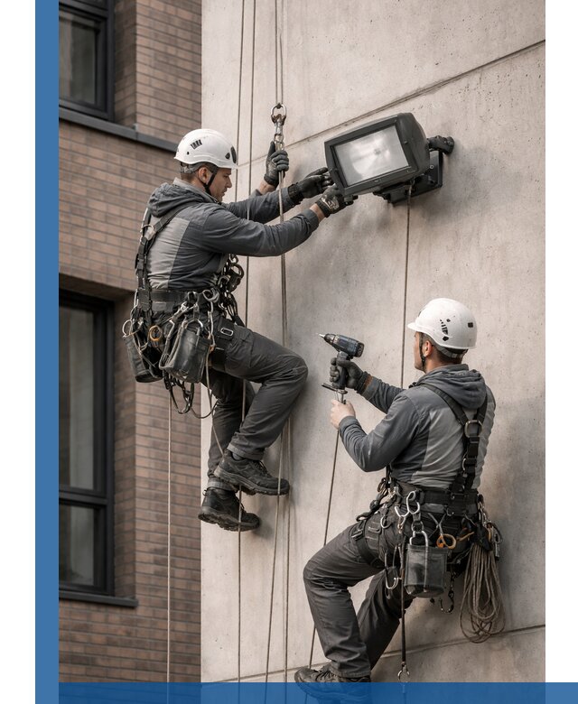 Профессиональный монтаж фасадных прожекторов в Гудермесе под ключ