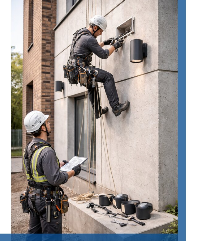 Монтаж фасадного освещения в Гудермесе от 2562 р. | ВЫСОТНИК-Гдр