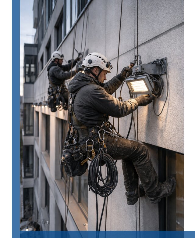 Монтаж фасадного освещения в Гудермесе установка и подключение
