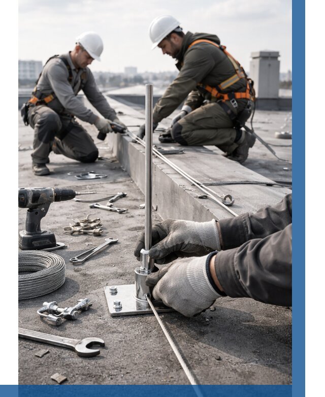 Монтаж молниезащиты на кровле в Гудермесе цена от 25618 р. | ВЫСОТНИК-Гдр