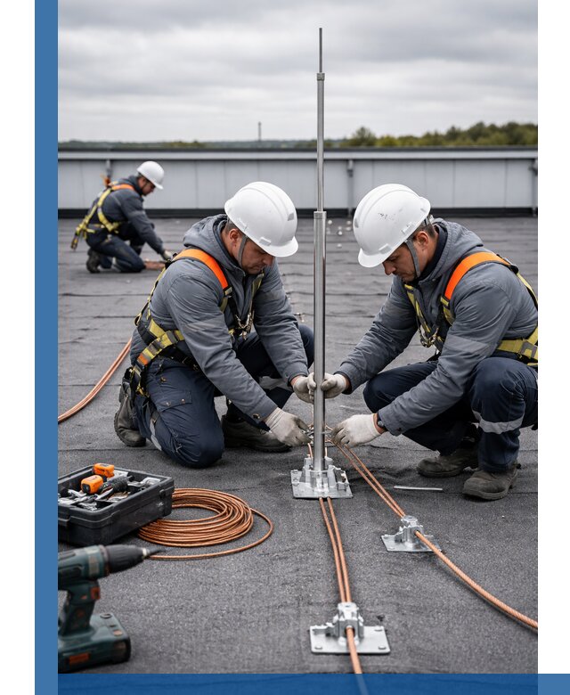 Монтаж молниезащиты на кровле в Гудермесе под ключ с гарантией