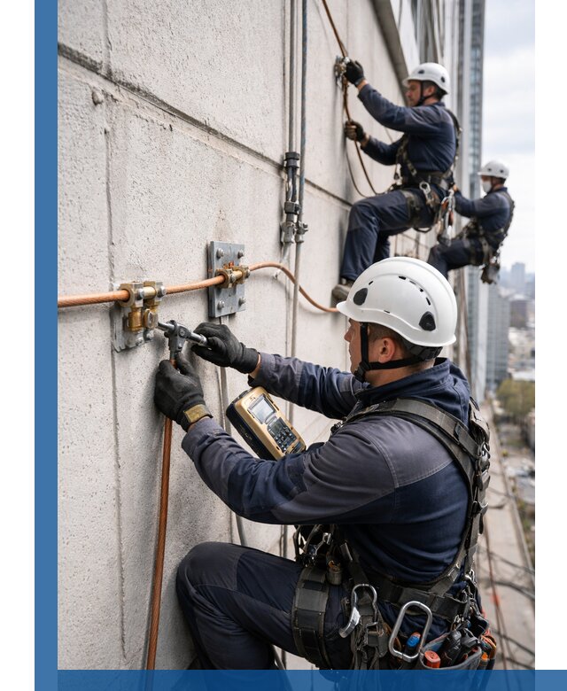 Монтаж системы заземления здания и молниезащиты в Гудермесе