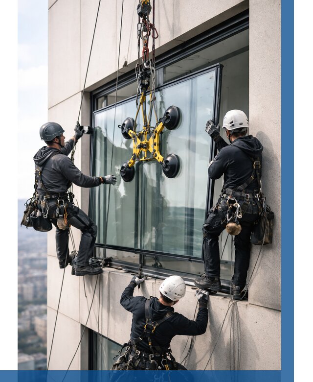 Монтаж стеклопакетов на высоте в Гудермесе от 3279 р. | ВЫСОТНИК-Гдр