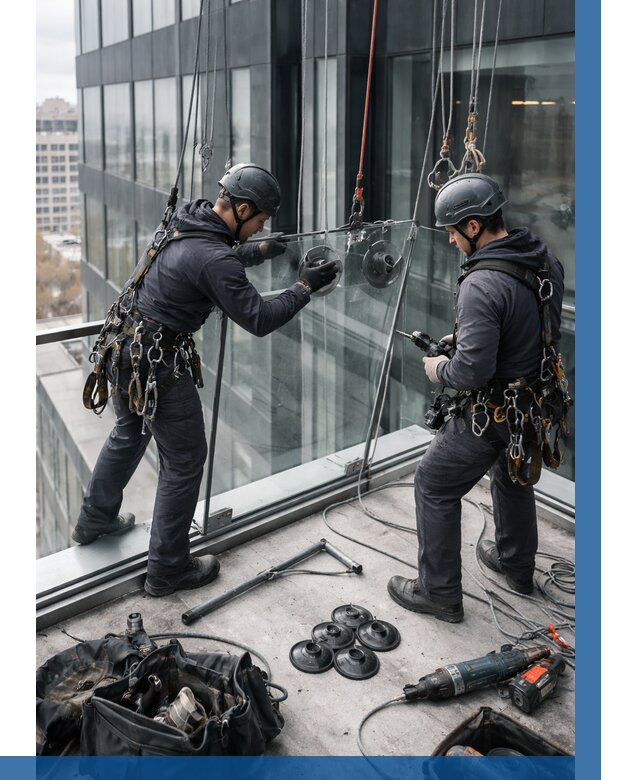 Монтаж стеклянных ограждений в Гудермесе от 2562 р. | ВЫСОТНИК-Гдр