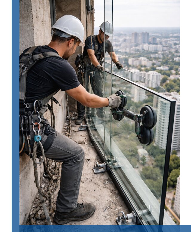 Монтаж стеклянных ограждений под ключ с гарантией в Гудермесе